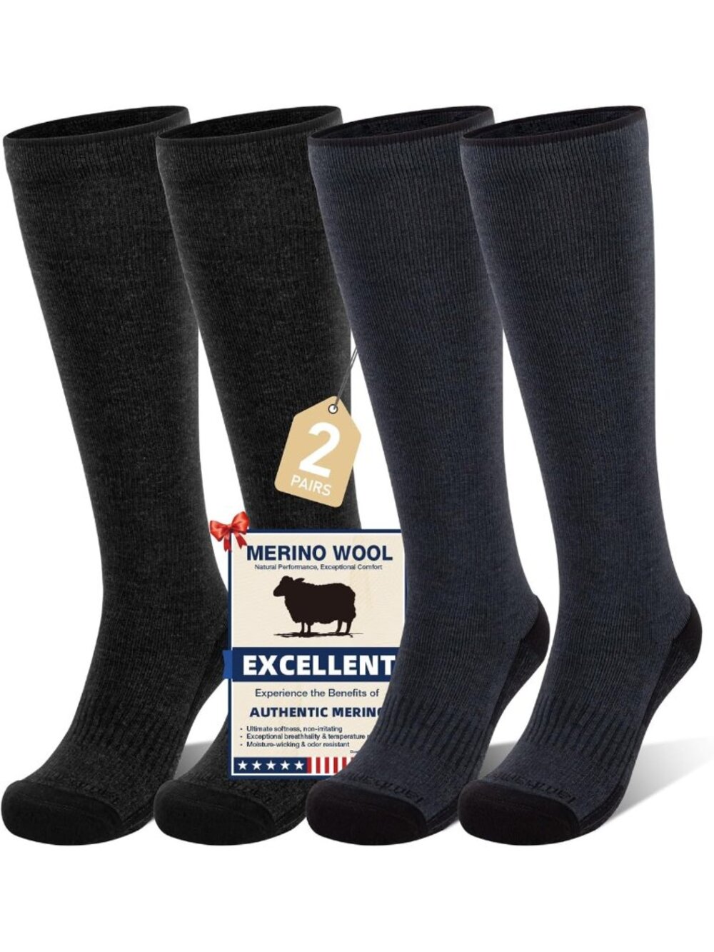 Compression Knee High Socks for Men & Women - 15-20 mmHg, Breathable, Travel